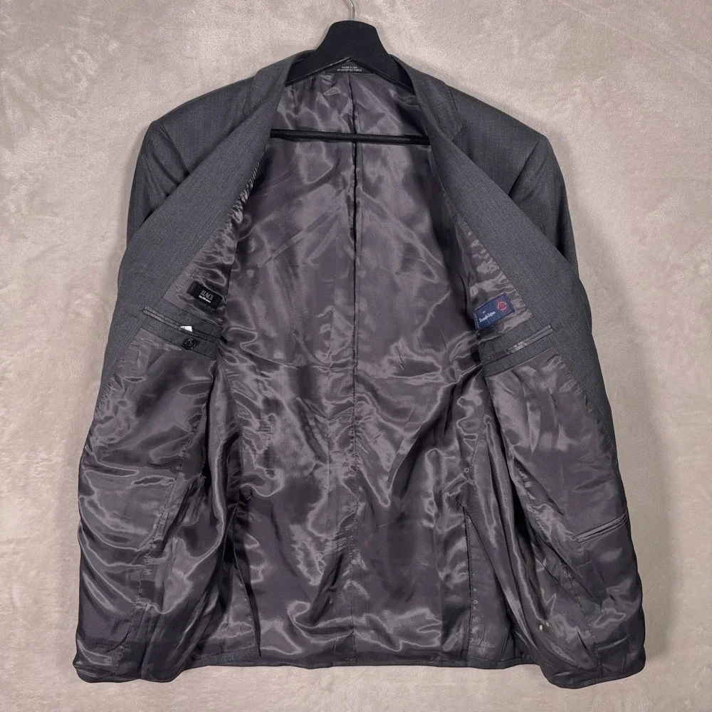 Saks Fifth Avenue Black Blazer Mens 42 Gray Ermenegildo Zegna Cloth Sport Coat